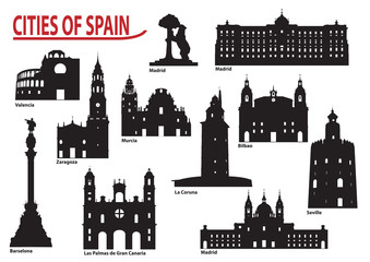 Wall Mural - Silhouettes of cities in Spain