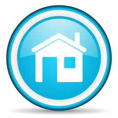 Aufkleber - home blue glossy icon on white background