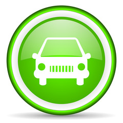 Poster - car green glossy icon on white background