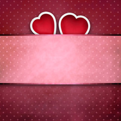 Valentine background: two hearts over retro background