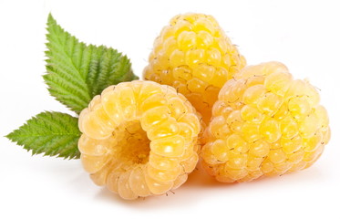 Wall Mural - Yellow raspberries.