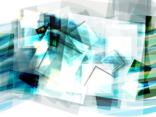 Poster - Abstract blue geometrical background with squares. Eps10