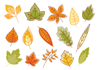 Sticker - Autumnal colorful isolated leaves