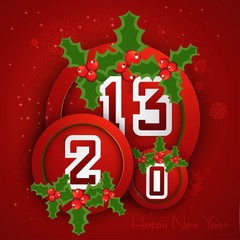 Happy new year 2013 circle red colorful celebration vector backg