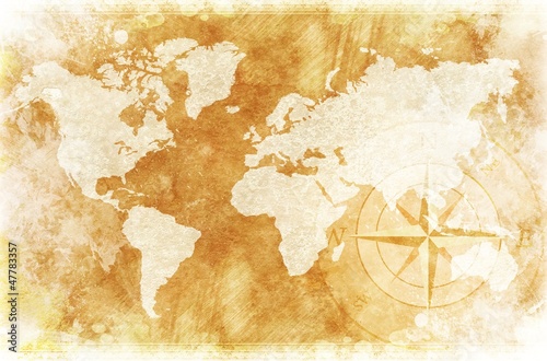 Obraz w ramie Rustic World Map