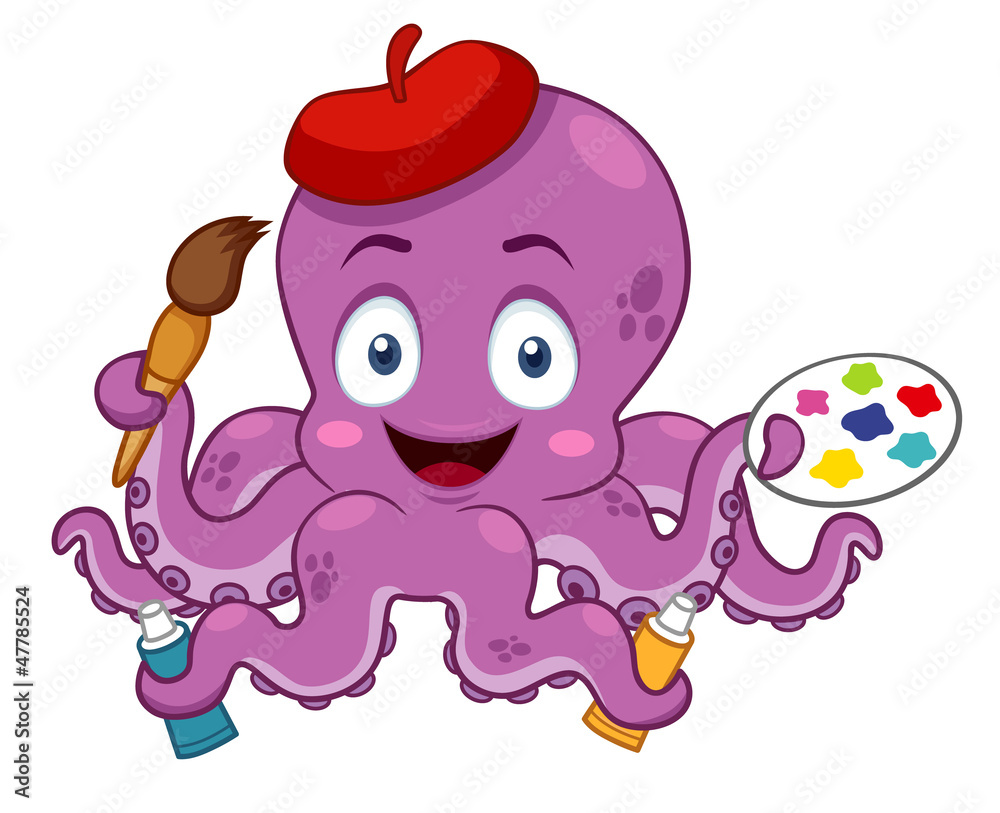 ilustracja-kreskowka-osmiornicy-artysty