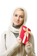 © lenets_tan - Woman with gift,isolated on white background