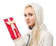© lenets_tan - Woman with gift,isolated on white background