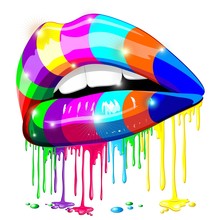 Sensual Lips Psychedelic Rainbow Paint-Labbra Arcobaleno