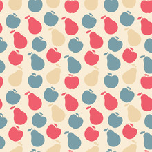 Vector Seamless Pattern Of Fruit - Apple And Pear