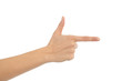 Woman hand showing forefinger in gun sign
