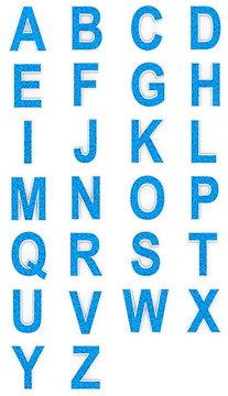 Blue alphabet from cubes.