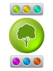 Wall Mural - Tree on green button