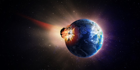 large asteroid hitting earth