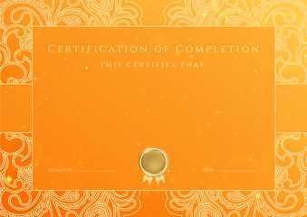 Certificate of completion template. Vector