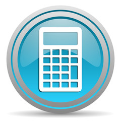 Poster - calculator blue glossy icon on white background