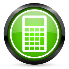 Poster - calculator green glossy icon on white background