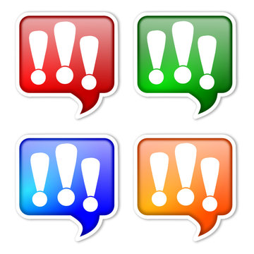 Colored labels with exclamation as an illustration