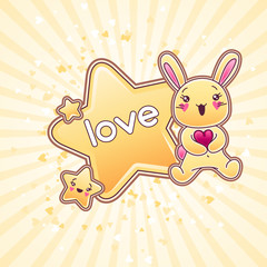 Fototapete - Cute child background with kawaii doodles.