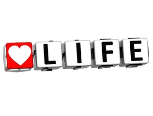 Aufkleber - 3D Love Life Button Click Here Block Text