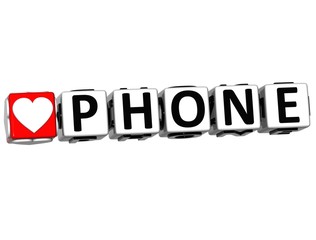 Poster - 3D Love Phone Button Click Here Block Text