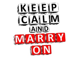 Aufkleber - 3D Keep Calm And Marry On Button Click Here Block Text