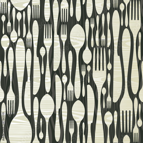 Naklejka na szybę Seamless silverware wooden pattern