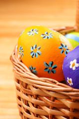 Wall Mural - Easter basket with decorated eggs