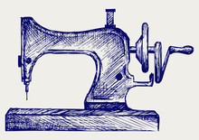 Old Sewing Machine. Doodle Style