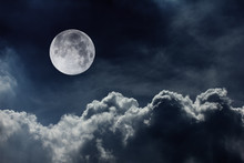 Night Sky With Moon And Clouds