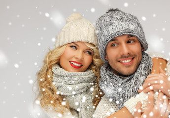 Poster - family couple in a winter clothes