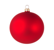Red Christmas Ball Isolated On White With Clipping Path