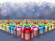 © soulline - Christmas background with gift boxes and snowflakes