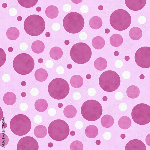 Plakat na zamówienie Pink and White Polka Dot Fabric Background