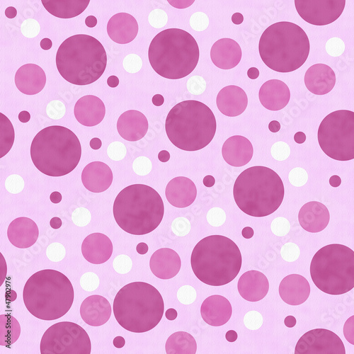 Obraz w ramie Pink and White Polka Dot Fabric Background