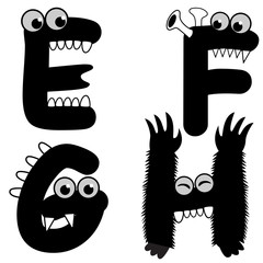 Wall Mural - A set of strange creature font type, letter E to H