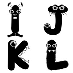 Wall Mural - A set of strange creature font type, letter I to L