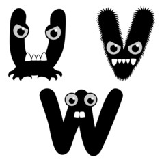 Wall Mural - A set of strange creature font type, letter U to W