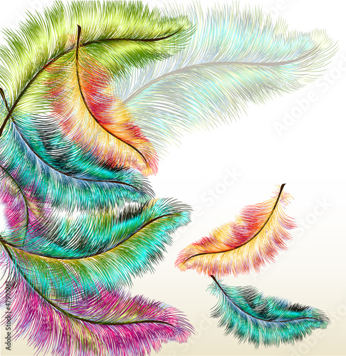 Naklejka - mata magnetyczna na lodówkę Colorful fashion background with vector filigree ferns