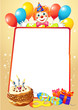 birthday decorative border with balloons and clown