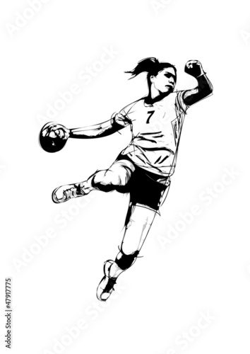 Naklejka - mata magnetyczna na lodówkę woman handball player