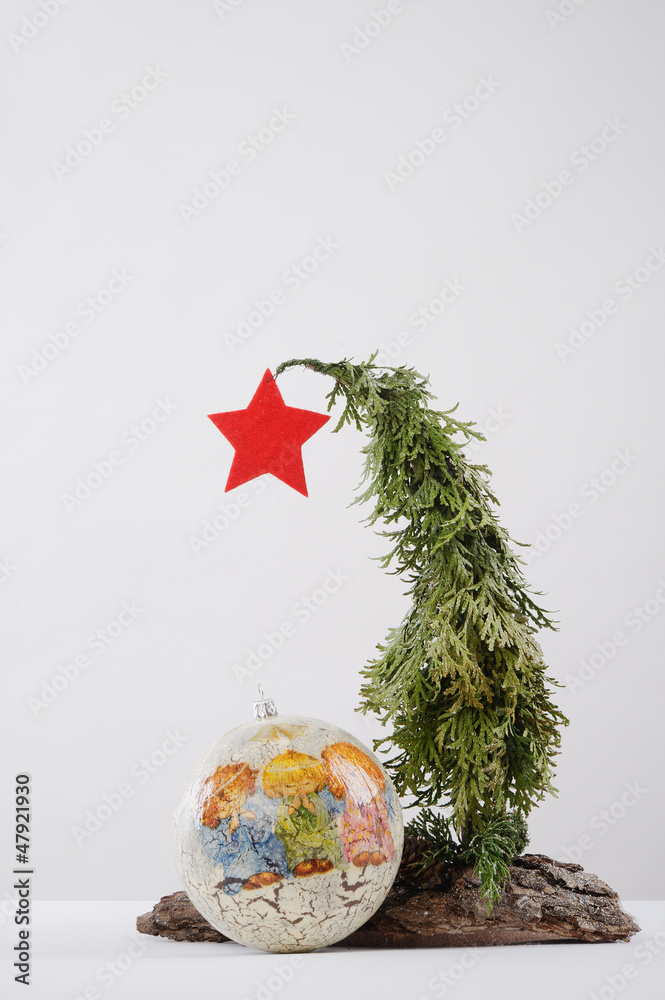 festive Christmas tree - obrazy, fototapety, plakaty 