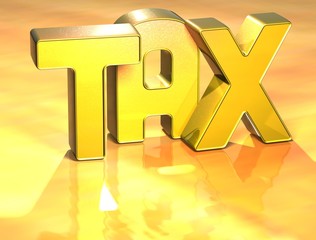 Poster - 3D Word TAX on gold background