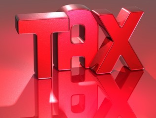 Poster - 3D Word TAX on red background