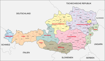  Österreich, Bundesland, Bezirk