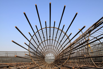 steel rebar component in a construction site