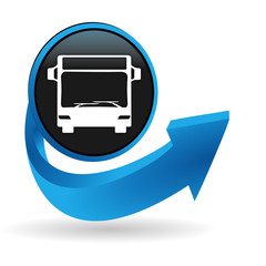 Poster - transport en commun sur bouton flêche bleue