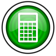 Poster - calculator green glossy icon isolated on white background