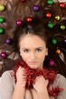 Beautiful woman with christmas decorations