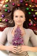 Beautiful woman with christmas decorations